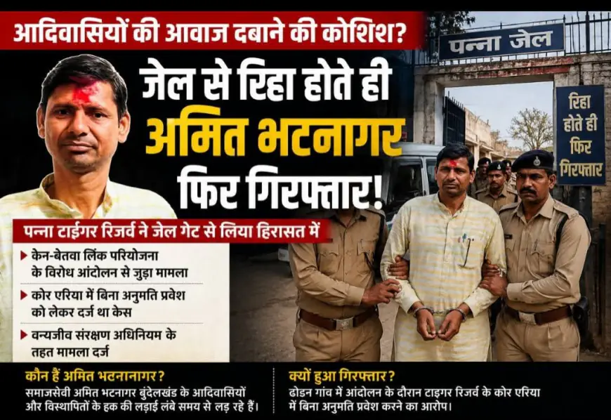 अजयगढ़ जेल से रिहाई मिलते ही पुनः पन्ना वनविभाग की टीम ने अमित को गिरफ्तार किया